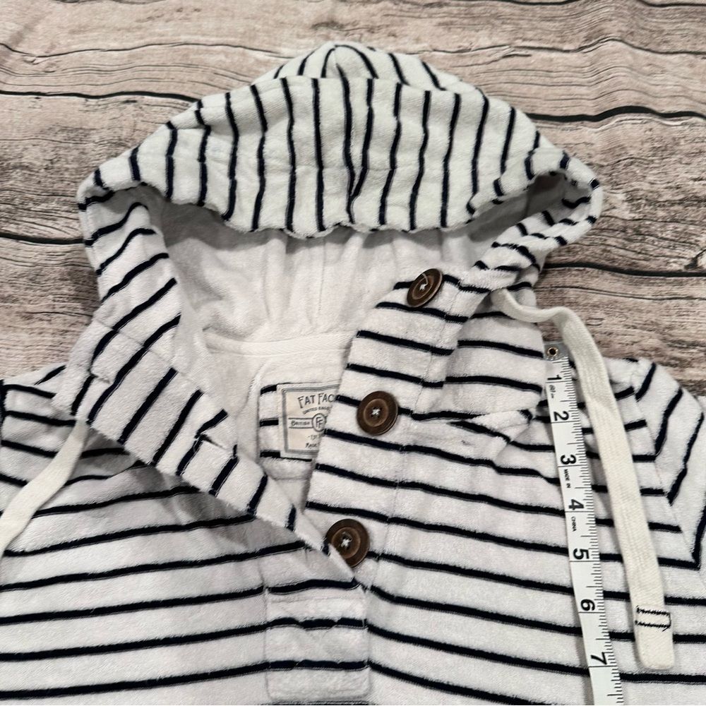 Fat Face Terry Cloth White with Navy Stripes Hoodie Oversized Size 2 - Picture 7 of 10